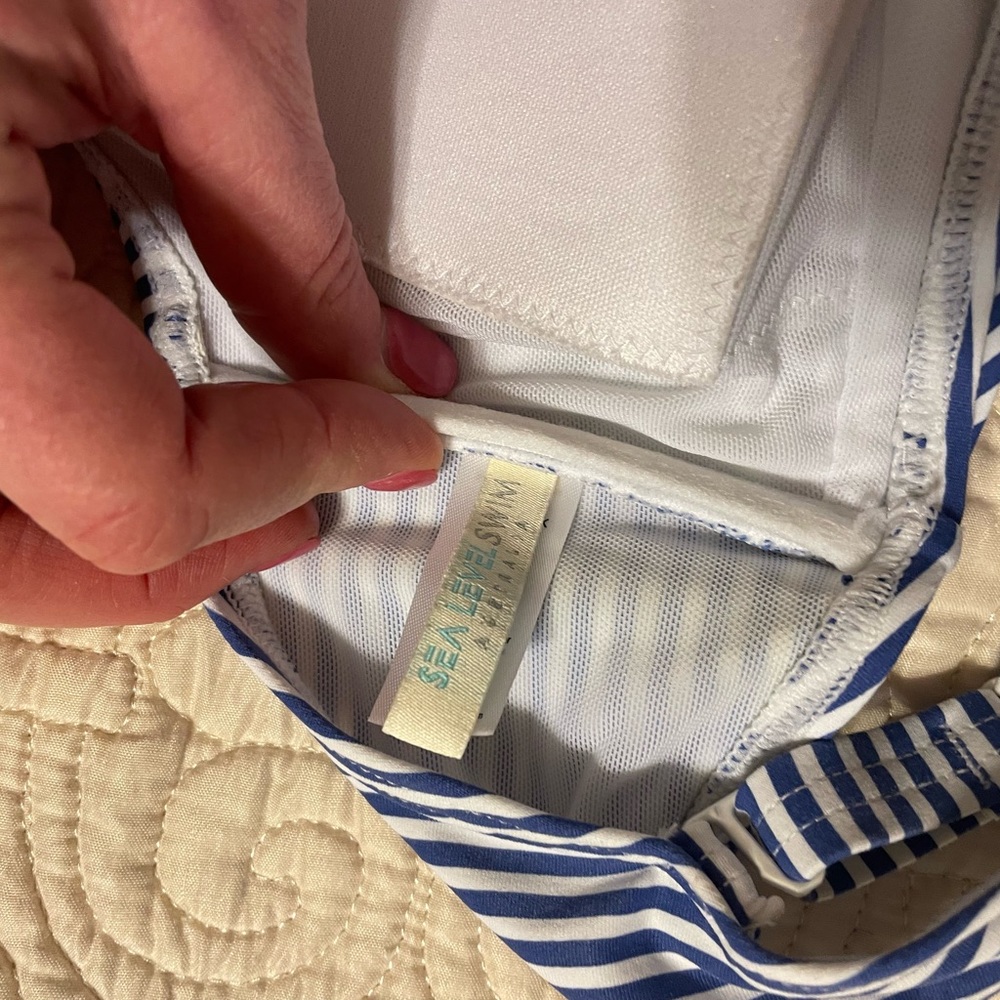 Striped Blue and White Bikini Top - Picture 5 of 6